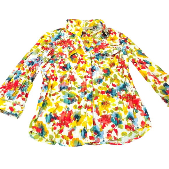 Art And Soul Womens Button Up Blouse Multi-Color Size Small 100% Polyester - Picture 1 of 12